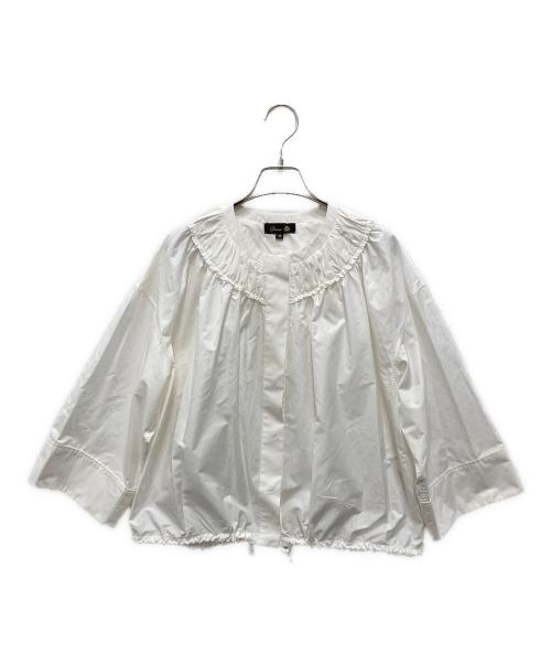 DRAWER（ドゥロワー）Drawer (ドゥロワー) コットンシルクギャザーブラウス ホワイト サイズ:38の古着・服飾アイテム