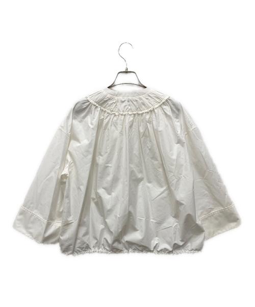 DRAWER（ドゥロワー）Drawer (ドゥロワー) コットンシルクギャザーブラウス ホワイト サイズ:38の古着・服飾アイテム