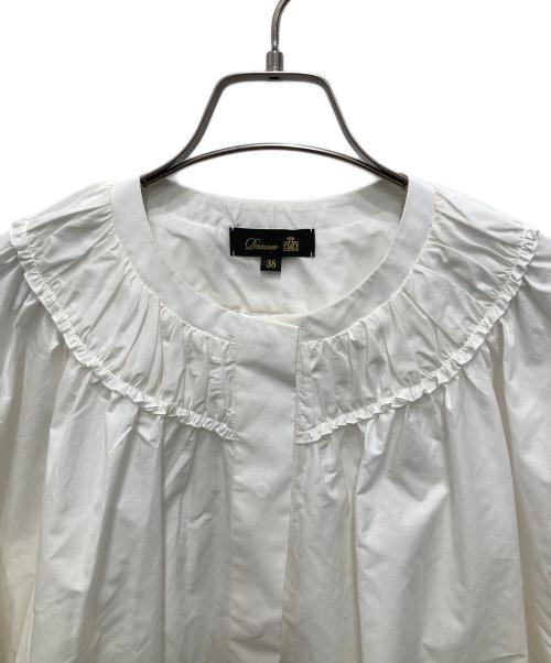 DRAWER（ドゥロワー）Drawer (ドゥロワー) コットンシルクギャザーブラウス ホワイト サイズ:38の古着・服飾アイテム