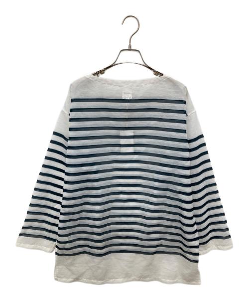 迷迭香 / マンネンロウ（マンネンロウ）迷迭香 / マンネンロウ (マンネンロウ) MESH BASQUE SHIRT/メッシュ バスク シャツ ホワイト×ネイビー サイズ:３ 未使用品の古着・服飾アイテム