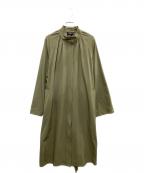 theoryセオリー）の古着「Harbor Twill Ruched Trench/ハーバー ツイル ルーシュト トレンチ」｜グリーン
