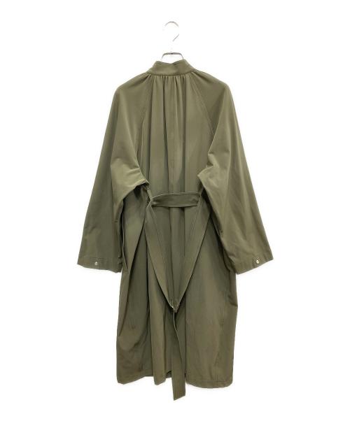 theory（セオリー）theory (セオリー) Harbor Twill Ruched Trench/ハーバー ツイル ルーシュト トレンチ グリーン サイズ:Sの古着・服飾アイテム