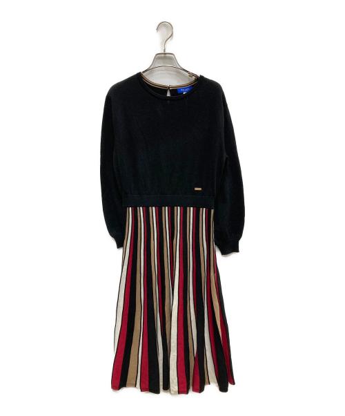 BLUE LABEL CRESTBRIDGE（ブルーレーベルクレストブリッジ）BLUE LABEL CRESTBRIDGE (ブルーレーベルクレストブリッジ) ニットワンピース ブラック×ベージュ サイズ:M 未使用品の古着・服飾アイテム