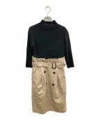 BLUE LABEL CRESTBRIDGEブルーレーベルクレストブリッジ）の古着「ドッキングワンピース」｜ブラック×ベージュ