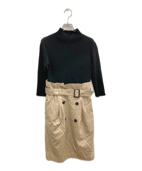 BLUE LABEL CRESTBRIDGE（ブルーレーベルクレストブリッジ）BLUE LABEL CRESTBRIDGE (ブルーレーベルクレストブリッジ) ドッキングワンピース ブラック×ベージュ サイズ:Mの古着・服飾アイテム
