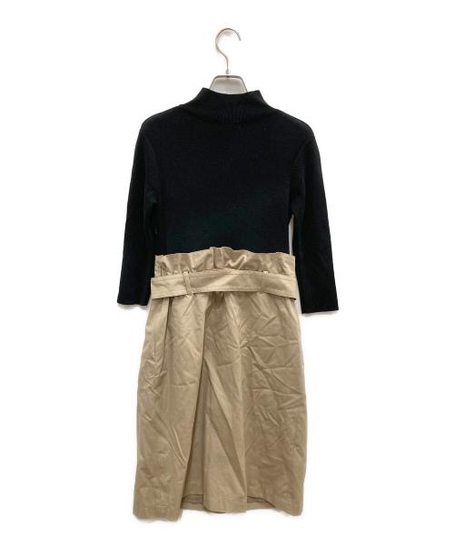 BLUE LABEL CRESTBRIDGE（ブルーレーベルクレストブリッジ）BLUE LABEL CRESTBRIDGE (ブルーレーベルクレストブリッジ) ドッキングワンピース ブラック×ベージュ サイズ:Mの古着・服飾アイテム