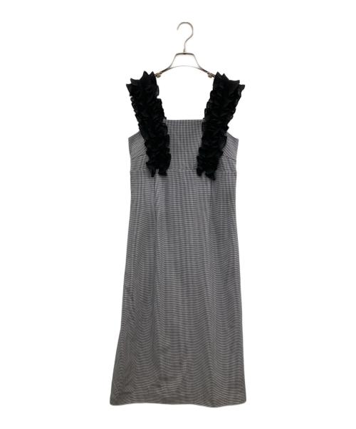 Rirandture（リランドチュール）Rirandture (リランドチュール) ショルダーフリルIラインワンピース ホワイト×ブラック サイズ:2の古着・服飾アイテム