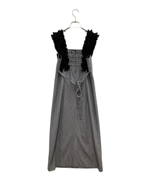 Rirandture（リランドチュール）Rirandture (リランドチュール) ショルダーフリルIラインワンピース ホワイト×ブラック サイズ:2の古着・服飾アイテム