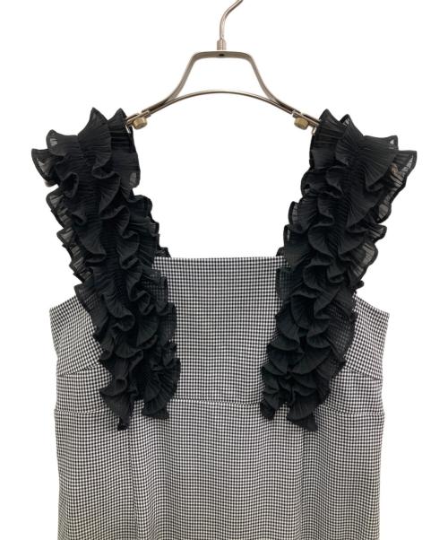 Rirandture（リランドチュール）Rirandture (リランドチュール) ショルダーフリルIラインワンピース ホワイト×ブラック サイズ:2の古着・服飾アイテム