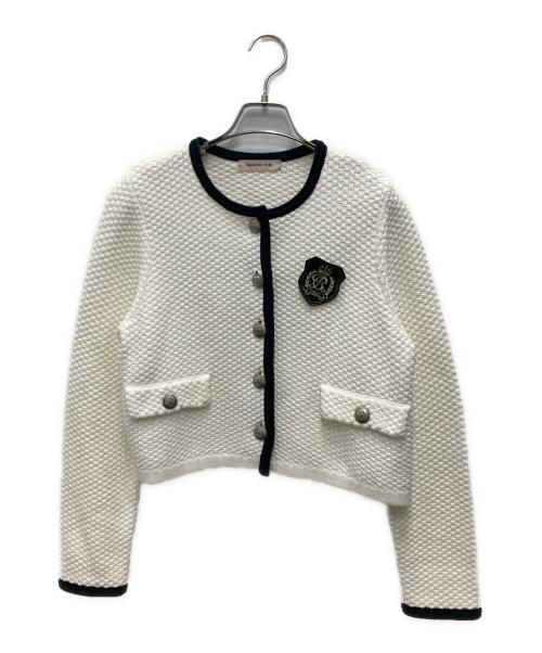 Apuweiser-riche（アプワイザーリッシェ）Apuweiser-riche (アプワイザーリッシェ) エンブレム付ラメニットジャケット ホワイト サイズ:2の古着・服飾アイテム