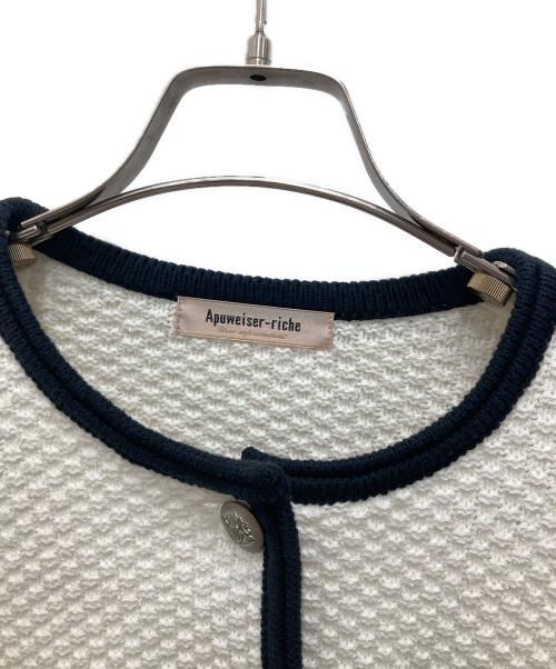 Apuweiser-riche（アプワイザーリッシェ）Apuweiser-riche (アプワイザーリッシェ) エンブレム付ラメニットジャケット ホワイト サイズ:2の古着・服飾アイテム