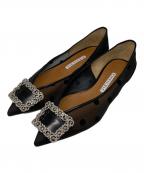 Pippichicピッピシック）の古着「ドットシースルービジューバックルフラットパンプス」｜ブラック