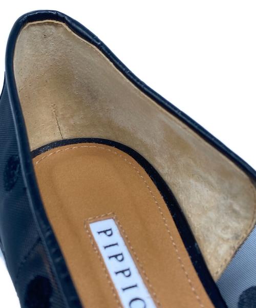 Pippichic（ピッピシック）Pippichic (ピッピシック) ドットシースルービジューバックルフラットパンプス ブラック サイズ:36 1/2の古着・服飾アイテム