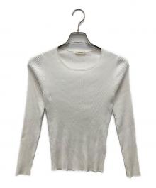 DES PRES（デ プレ）の古着「コットンアセテートリブ クルーネックプルオーバー」｜ホワイト