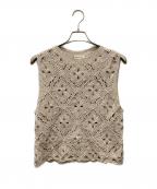 UNITED ARROWS TOKYOユナイテッドアローズトウキョウ）の古着「クロシェ風 エンブロイダリー ノースリーブニット」｜ベージュ