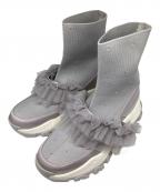 RANDAランダ）の古着「2WAYビジューニットスニーカー」｜グレー