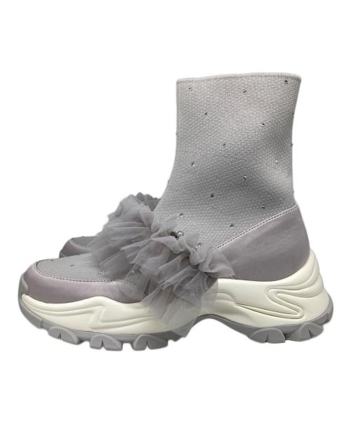 RANDA（ランダ）RANDA (ランダ) 2WAYビジューニットスニーカー グレー サイズ:LLの古着・服飾アイテム