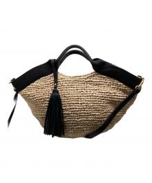 VIOLAd'ORO（ヴィオラドーロ）の古着「2wayラフィアショルダーバッグ」｜ベージュ