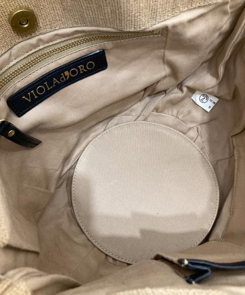 VIOLAd'ORO（ヴィオラドーロ）VIOLAd'ORO (ヴィオラドーロ) 2wayラフィアショルダーバッグ ベージュの古着・服飾アイテム