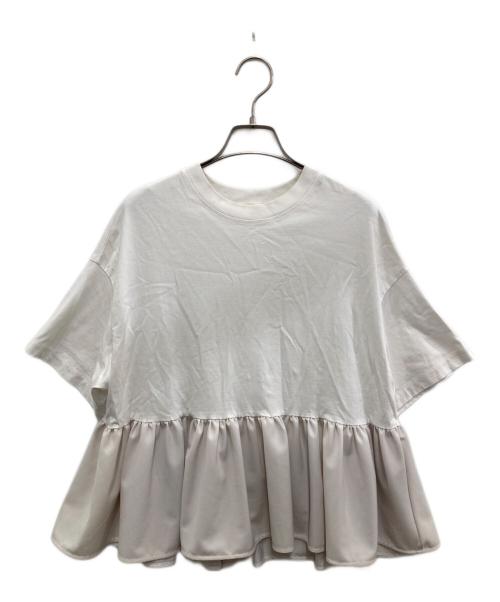 YORI（ヨリ）yori (ヨリ) ヘムフリルワイドカットソー ホワイト サイズ:Fの古着・服飾アイテム