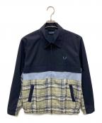 FRED PERRYフレッドペリー）の古着「Panelled Caban Jacket/パネルドキャバンジャケット」｜ネイビー×ベージュ