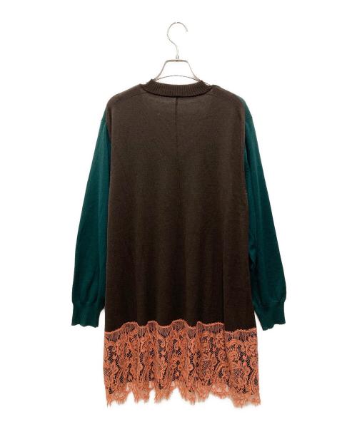 sacai（サカイ）sacai (サカイ) レース切替ニット ブラウン×グリーン サイズ:3の古着・服飾アイテム