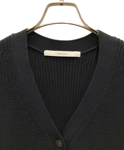 FRAMeWORK（フレームワーク）FRAMeWORK (フレームワーク) 畦Vネックカーディガン ネイビー サイズ:Freeの古着・服飾アイテム