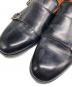 中古・古着 Santoni (サントーニ) ダブルモンクストラップシューズ ブラック×グレー サイズ:６２/1：16000円