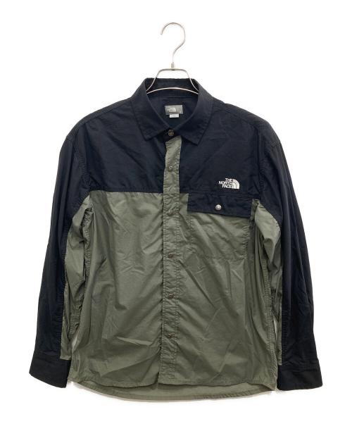 THE NORTH FACE（ザ ノース フェイス）THE NORTH FACE (ザ ノース フェイス) L/S Nuptse Shirt/ロングスリーブヌプシシャツ カーキ×ブラック サイズ:Mの古着・服飾アイテム