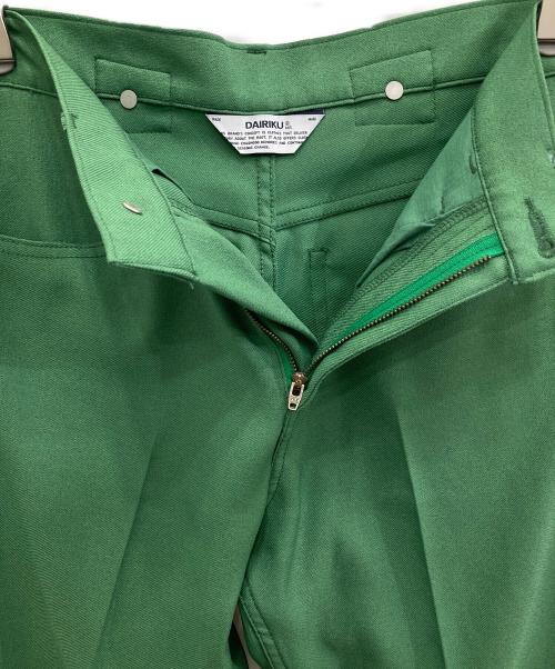 DAIRIKU（ダイリク）DAIRIKU (ダイリク) Straight Flasher Pressed Pants/ストライト フレッシャー プレス グリーン サイズ:27の古着・服飾アイテム