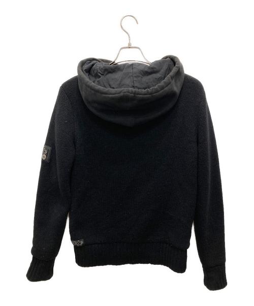 DIESEL-CO（ディーゼルーコー）DIESEL-CO (ディーゼルーコー) 00s switching hoodie knit jacket/00s スウィッチング フーディー ニット ジャケット ブラック サイズ:Sの古着・服飾アイテム