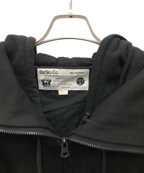 DIESEL-CO（ディーゼルーコー）DIESEL-CO (ディーゼルーコー) 00s switching hoodie knit jacket/00s スウィッチング フーディー ニット ジャケット ブラック サイズ:Sの古着・服飾アイテム