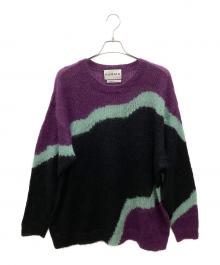 NOMA t.d.（ノーマティーディー）の古着「HAND KNITTED MOHAIR SWEAT/ハンド ニッティッド モヘア スウェット」｜パープル×ブラック