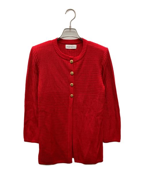 Yves Saint Laurent（イヴサンローラン）Yves Saint Laurent (イヴサンローラン) 金釦ニットカーディガン レッド サイズ:Mの古着・服飾アイテム