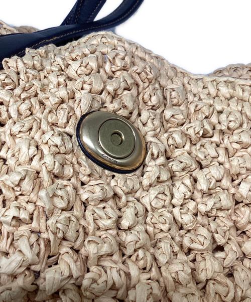 COACH（コーチ）COACH (コーチ) ペーパーストロー スモールトートバッグ ベージュの古着・服飾アイテム