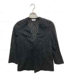 BALLSEY（ボールジィ）の古着「コットンカットワークレース ノーカラージャケット」｜ブラック