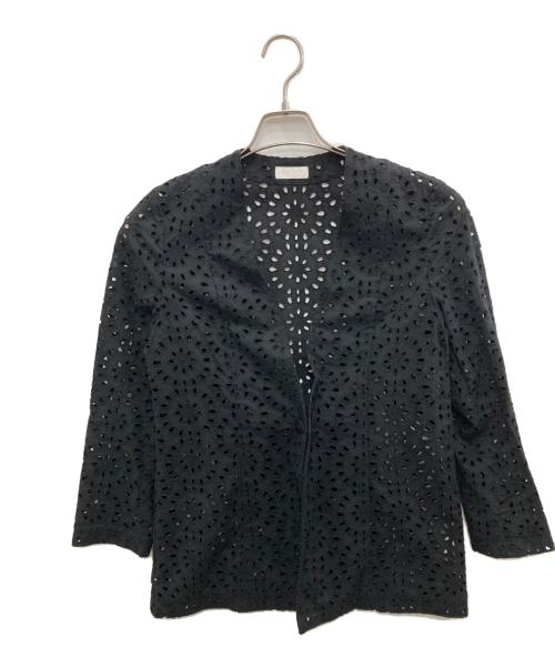 BALLSEY（ボールジィ）BALLSEY (ボールジィ) コットンカットワークレース ノーカラージャケット ブラック サイズ:36の古着・服飾アイテム