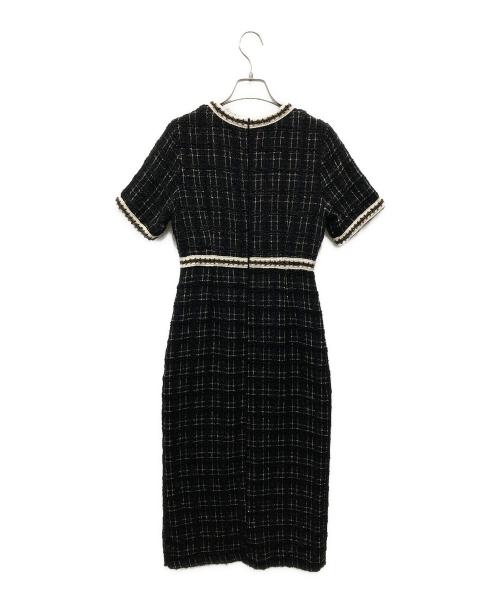 LeJa（レジャ）leja (レジャ) ツイードハイウエストパフスリーブドレスワンピース ブラック サイズ:Fの古着・服飾アイテム