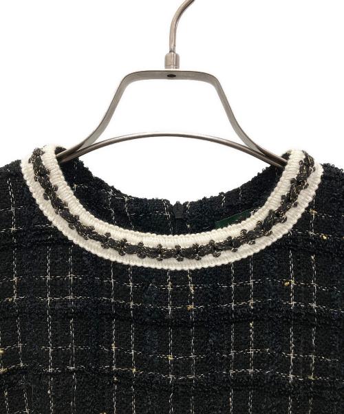 LeJa（レジャ）leja (レジャ) ツイードハイウエストパフスリーブドレスワンピース ブラック サイズ:Fの古着・服飾アイテム