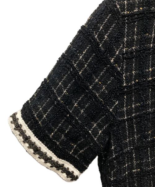 LeJa（レジャ）leja (レジャ) ツイードハイウエストパフスリーブドレスワンピース ブラック サイズ:Fの古着・服飾アイテム