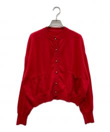journal standard luxe（ジャーナルスタンダード ラックス）の古着「ハイツイストテンジククルーネックカーディガン」｜レッド