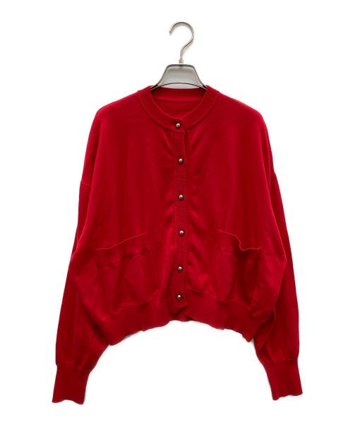 journal standard luxe（ジャーナルスタンダード ラックス）JOURNAL STANDARD LUXE (ジャーナルスタンダード リュクス) ハイツイストテンジククルーネックカーディガン レッド サイズ:記載なし（実寸参考）の古着・服飾アイテム