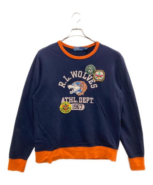 POLO RALPH LAUREN（ポロ・ラルフローレン）POLO RALPH LAUREN (ポロ・ラルフローレン) ウルフカレッジクルースウェット ネイビー サイズ:180/100Aの古着・服飾アイテム