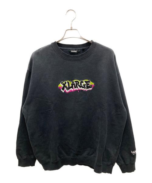 X-LARGE（エクストララージ）X-LARGE (エクストララージ) GRAFFITI EMBROIDERY CREWNECK SWEAT/グラビティ― エンブロデリー クルーネック スウェット ブラック サイズ:Lの古着・服飾アイテム