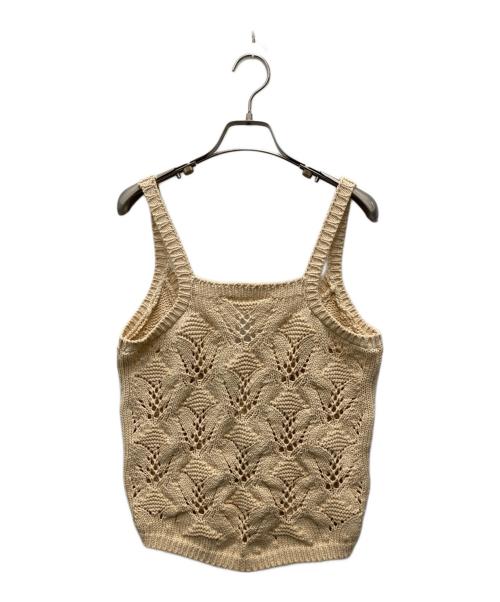 6(ROKU) BEAUTY&YOUTH（ロク ビューティーアンドユース）6(ROKU) BEAUTY&YOUTH (ロク ビューティーアンドユース) LILY YARN SUKASHI KNIT CAMISOLE/リリヤン スカシ ニット ベージュ サイズ:Freeの古着・服飾アイテム