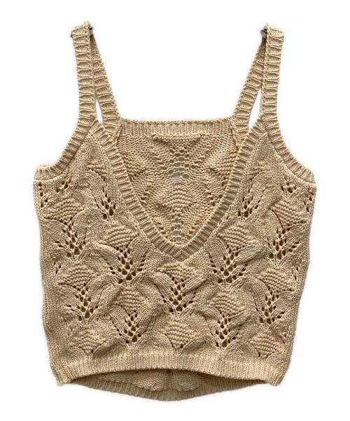6(ROKU) BEAUTY&YOUTH（ロク ビューティーアンドユース）6(ROKU) BEAUTY&YOUTH (ロク ビューティーアンドユース) LILY YARN SUKASHI KNIT CAMISOLE/リリヤン スカシ ニット ベージュ サイズ:Freeの古着・服飾アイテム