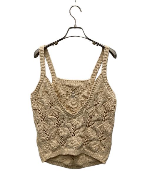 6(ROKU) BEAUTY&YOUTH（ロク ビューティーアンドユース）6(ROKU) BEAUTY&YOUTH (ロク ビューティーアンドユース) LILY YARN SUKASHI KNIT CAMISOLE/リリヤン スカシ ニット ベージュ サイズ:Freeの古着・服飾アイテム