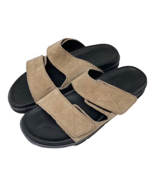 PELLICO SUNNY（ペリーコサニー）PELLICO SUNNY (ペリーコサニー) スエードベルクロストラップサンダル ブラック×ベージュ サイズ:38の古着・服飾アイテム