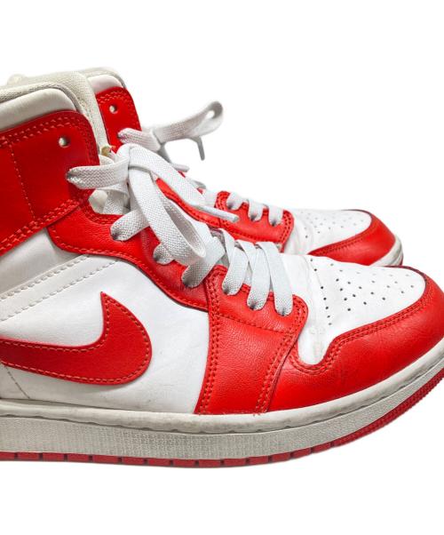 NIKE（ナイキ）NIKE (ナイキ) WMNS AIR JORDAN 1 MID/エアジョーダン1ミッド ホワイト×レッド サイズ:27.5の古着・服飾アイテム