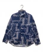MONKEY TIMEモンキータイム）の古着「BROAD PAISLEY PRINT OVER SIZED CPO/ブロードペイズリープリントオーバーサイズCPOシャツ」｜ホワイト×ネイビー